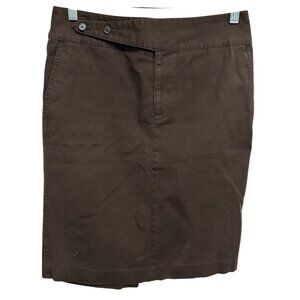 Lauren Ralph Lauren Womens Brown Cotton Blend Button Accent Pencil Skirt Size 6